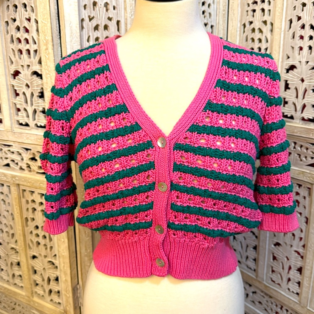 Zara Pointelle Knit Sweater Cardigan XS - Picture 1 of 5